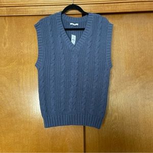 American Eagle Blue Cable Knit Sweater Vest Size Large